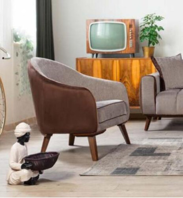 Armchair Single Seater Textile Living room Lounge Design Furniture Color Gray