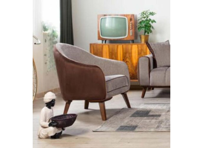 Armchair Single Seater Textile Living room Lounge Design Furniture Color Gray
