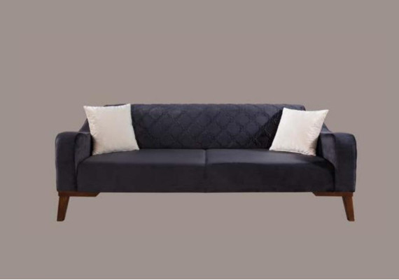 Elegant black three-seater couch sofa living room seating furniture velvet