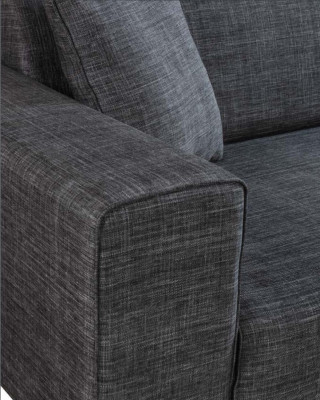 Black Sofa 3 Seater Textile Couch Three Seater Upholstery Furniture