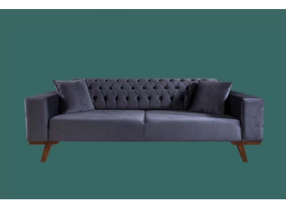 Design Sofa Three Seater Modern Couch Gray Furniture Upholstery Wood