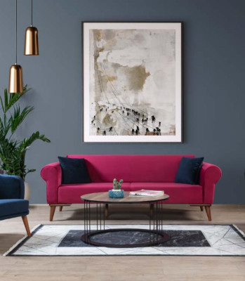 Designer Sofa 3 Seater Big Couch Three Seater Textile Upholstery Furniture
