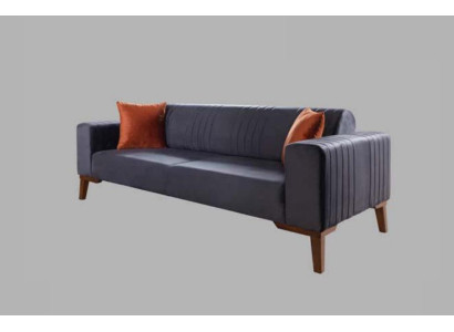 Gray Three Seater Couch Elegant Sofa Seat Furniture Living Room Velvet