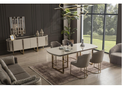 Suite Dining room Dining table Chair Sideboard Table Tables Chairs Modern Set 6pcs