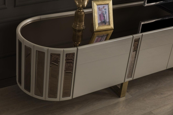 Oval TV stand TV-cabinet Lowboard tv Sideboard Chest of drawers Living room Wood Furniture