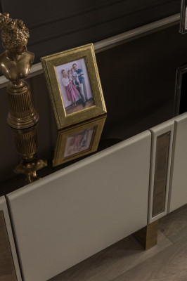 Oval TV stand TV-cabinet Lowboard tv Sideboard Chest of drawers Living room Wood Furniture