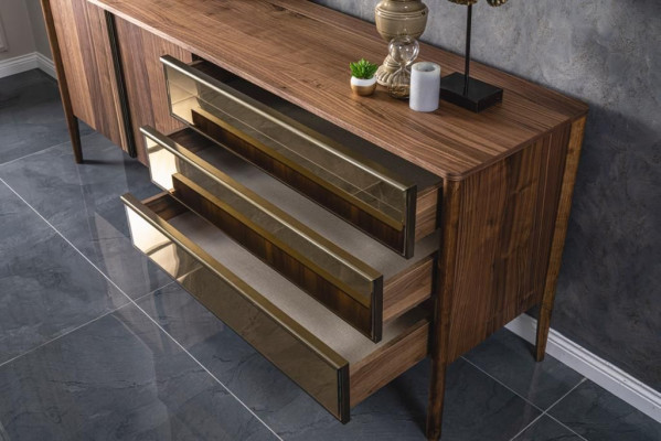 Complete Suite Dining set Dining table Sideboard 4x Chairs Dining set Furniture 6 pieces.