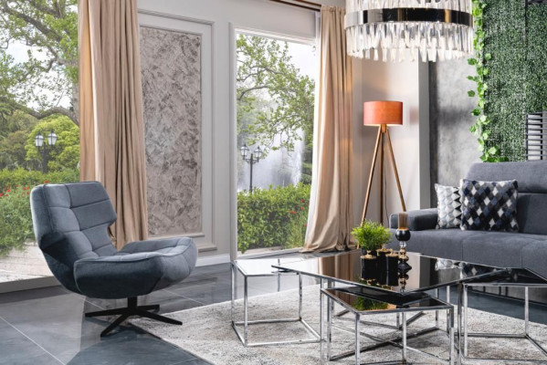 Luxury Armchair Wing Chair Club Chair Fabric Modern Living room Relax Swivel Lounge