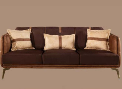 Three Seater Sofa 3 Seater Sofas Seat Fabric Modern Style Textile Couches Furniture Brown