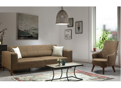 Sofa set 3+1 Seat Upholstery Sofa Upholstery Furniture brown Fabric
