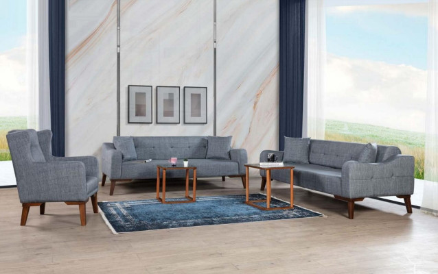 Sofa set 3+3+1 Seat Complete e Suite Sofa Armchair Textile 3 pieces