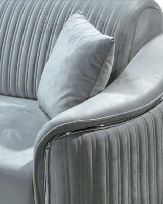 Fabric Corner sofa L-shape Sofa Upholstery Textile Corner suite Velvet Gray 310x240