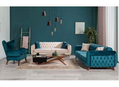 Sofas Set 3+3+1 Upholstery Couch Fabric Living room Chesterfield 3pcs