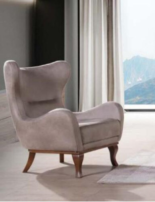 Modern Armchair Single Seater Designer 1 Seater Upholstery Textile Fabric Beige