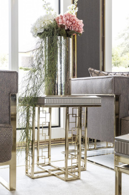 Side table Gray Modern Wood Design Living room Furniture Luxury Elegant Table