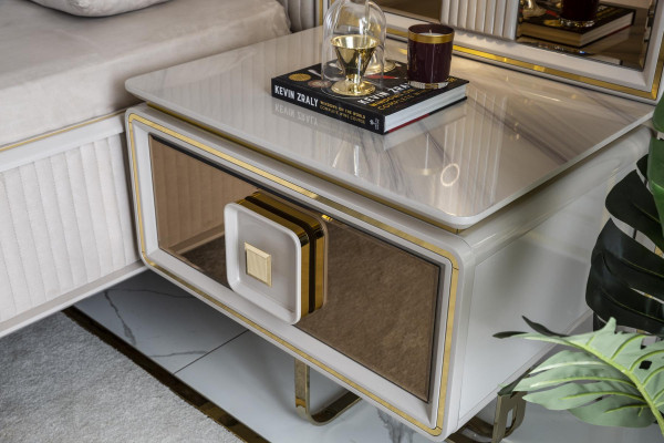 Bedside table White Modern Design Furniture Luxury Elegant Beautiful Bedroom new