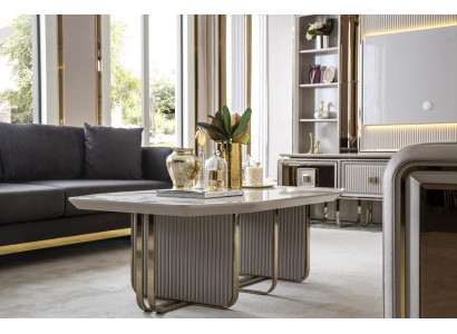 Coffee table White Metal Luxury Design Couch Table Furniture Living room Elegant new