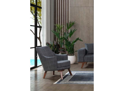 Design Living room Armchair Single Seater Modern Gray Upholstery Furniture