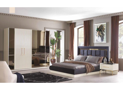 Luxury Bedroom Set Bed Furniture Textile Wardrobe Beds Bedside table 4pcs