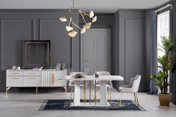 Dining table 4x Chair Suite Dining set Chest of drawers Table Set Dining table 7 pieces
