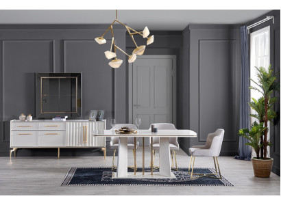 Dining table 4x Chair Suite Dining set Chest of drawers Table Set Dining table 7 pieces