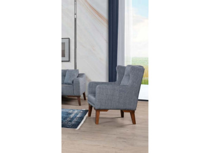 Luxury Armchair Single Seater Recliner Living room Wood Gray Furniture