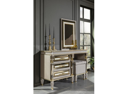 Bedroom Set Beige Chest of drawers Mirror Metal Furniture Design Furniture 2pcs.