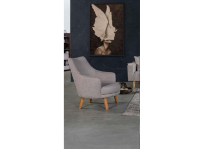 Design Armchair 1 Seater Modern Comfortable Armchair Wood Gray Furniture
