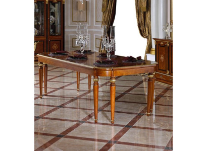 Elegant solid wood dining table in classic style with elaborate decorations