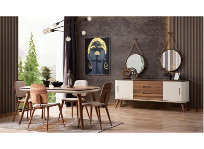 Modern Luxury Dining set Dining room Dining corner Dining table Chairs Wood 8-piece White Set