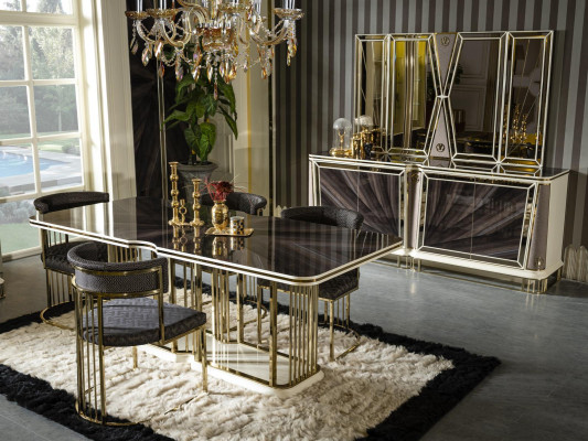 Dining table Brown Luxury Tables Dining room Table Metal Elegant Style Modern