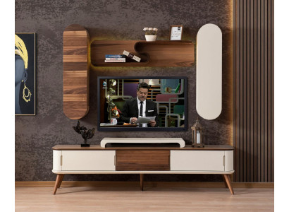 Group Wall unit TV-cabinet Lowboard TV Stand Brown Living room Set 4-piece new
