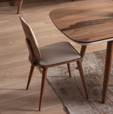 Dining room chair Chair Kitchen Chair Armchair Seater Fabric Modern Brown Wood