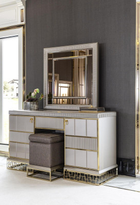 Bedroom Set White Dressing table Wood Elegant Mirror Modern Beautiful new