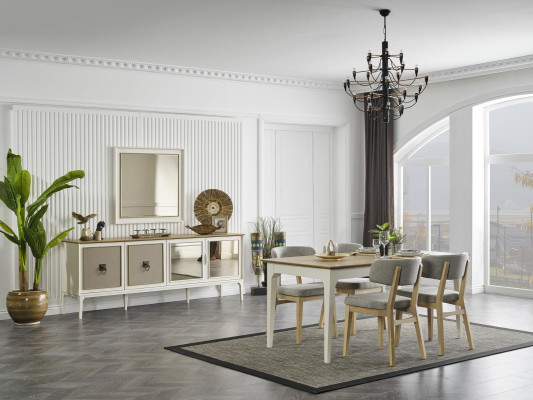 Dining room Suite Dining table Chest of drawers Mirror Dining set Gray set 7 pieces