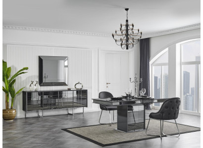 Luxury Dining room Set Table Group 3pcs. Corner suite Chest of drawers Mirror new