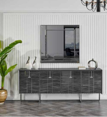 Luxury Dining room Set Table Group 3pcs. Corner suite Chest of drawers Mirror new