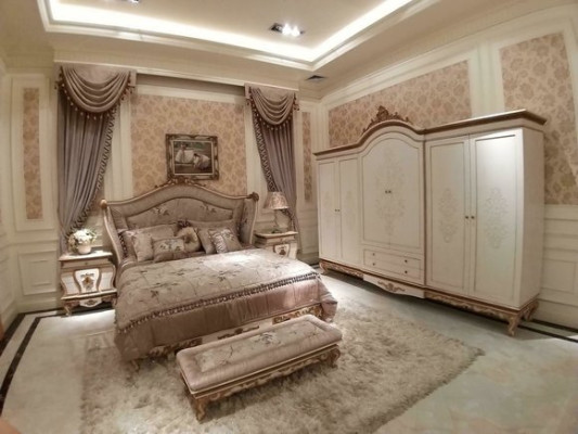 Bedroom Complete Set Chest of drawers Dressing table Bed Suite Baroque Rococo 3-piece.