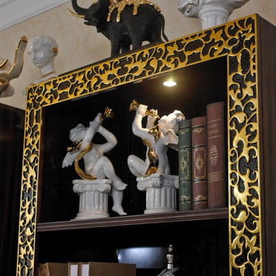 Gold Classic Bookcase Wardrobe Files Display Cabinets Baroque Rococo