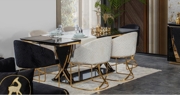 Suite Table + 6x Armchair Chairs Dining set Set Complete's Dining room 7 pieces.