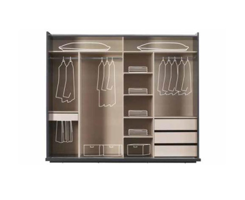 Modern Bedroom Set Gray Bed 2x Bedside table Wardrobe Chest of drawers 5pcs.