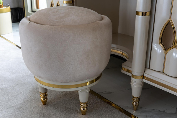 Round Stool Beige Round Upholstery Stool Footstool Bedroom Stool
