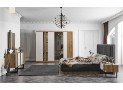 Complete's Bedroom Set Bed Bedside table Wardrobe Chest of drawers Design 5 pcs