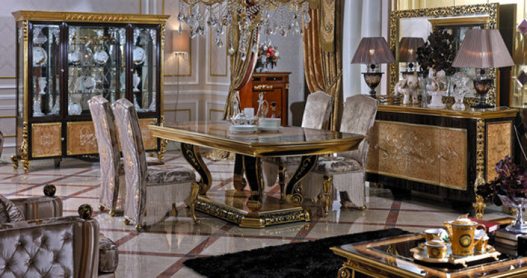 Classic r Baroque Rococo Dining table Table Tables wooden table XXL 250 x 120cm brown