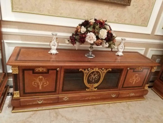 Sideboard TV Lowboard TV-cabinet Wardrobe Table Living room Wood Classic Baroque Glass