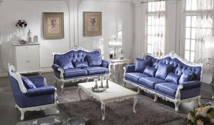 Classic Textile Fabric Couch 3 Seater (without 2+1) Baroque Rococo Luxury Sofa new
