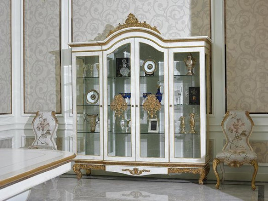 Display case Wardrobe Glass Furniture Antique Style Baroque Rococo Showcases Real Handcraft