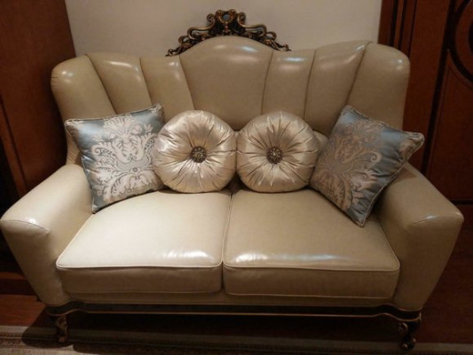 Elegant two-seater couch sofa upholstery TV armchair baroque rococo luxury