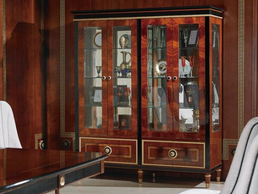 Display case Glass Wardrobe Living room Shop window 4-door showcases XXL