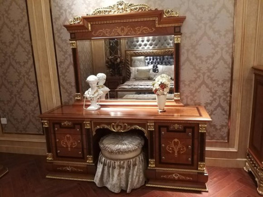 Dressing table Mirror Stool Luxury class Chest of drawers Bedroom Baroque